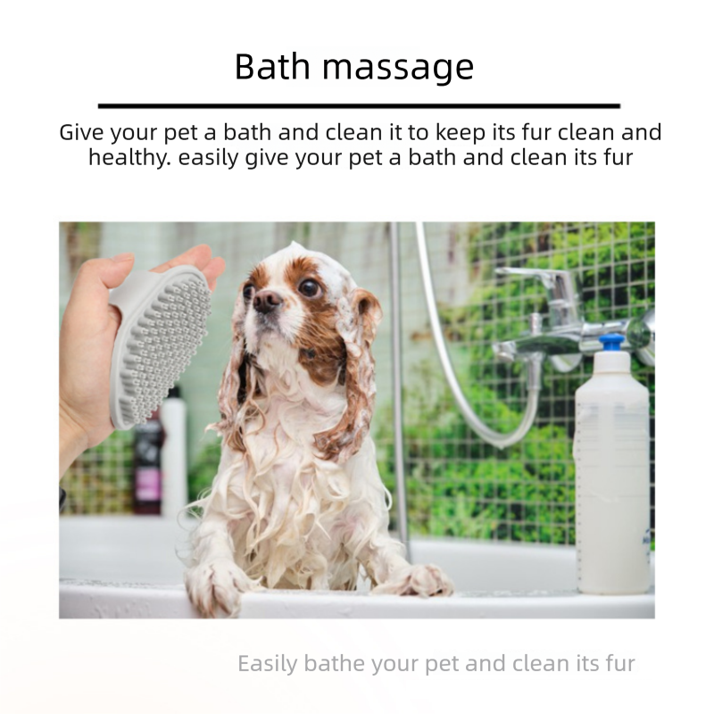 Blue Pet Bath Massage Brush Soft TPR Grooming Brush for Dogs and Cats Adjustable Hand Strap Deshedding Scrubber