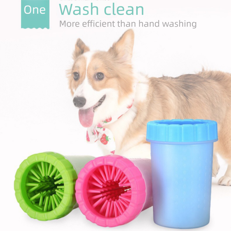 Pink big size Pet Paw Cleaner Cup Portable Dog Paw Washer with Soft Silicone Bristles TPR Silicone Cleaning Cup for Muddy Paws Dogs and Cats