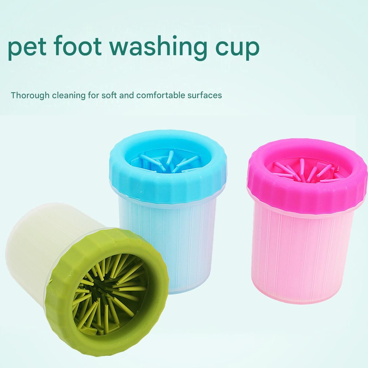 Green small size Pet Paw Cleaner Cup Portable Dog Paw Washer with Soft Silicone Bristles TPR Silicone Cleaning Cup for Muddy Paws Dogs and Cats