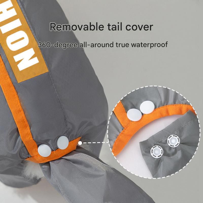 Grey and Green XL size Dog Raincoat with Leash Access and Transparent Hood - Waterproof Full Body Pet Rain Suit for Small and Medium Dogs, Reflective Trim, Removable Tail Cover, Outdoor Walking Apparel