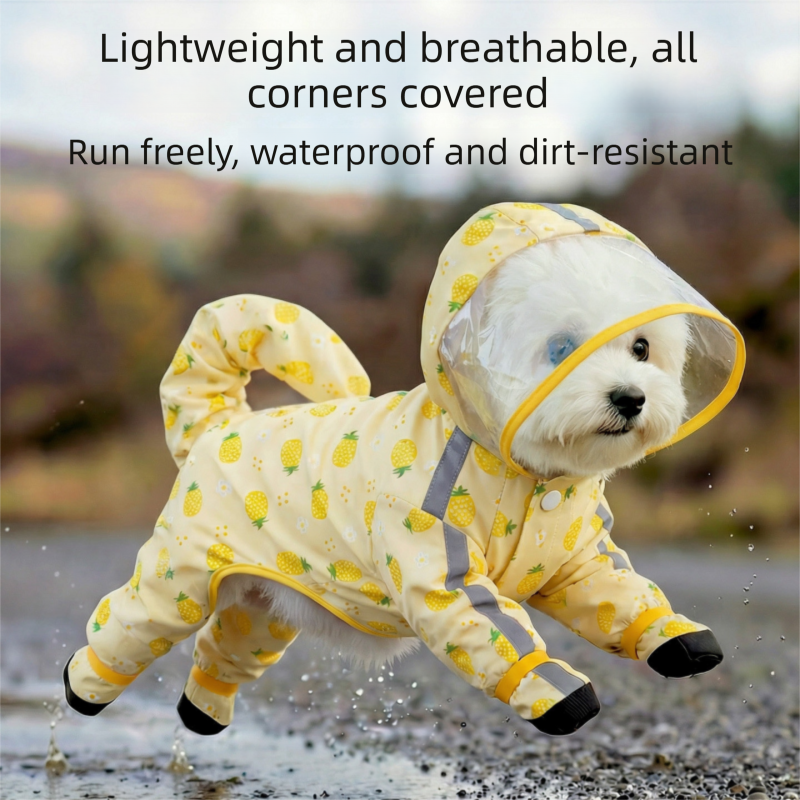 3-piece Dog Rainy Day Care Set with  Yellow L size Waterproof Raincoat, 30x30cm Paw Towel and 70x140cm Pet Bath Towel, Quick-Dry Pet Rain Protection Kit for Small and Medium Dogs