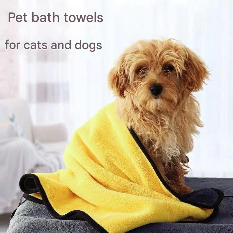 3-piece Dog Rainy Day Care Set with  Yellow L size Waterproof Raincoat, 30x30cm Paw Towel and 70x140cm Pet Bath Towel, Quick-Dry Pet Rain Protection Kit for Small and Medium Dogs
