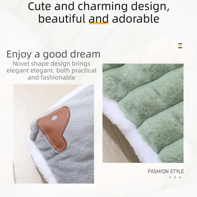 Grey L size Luxury Plush Pet Sleeping Mat, Thickened Warm Pet Bed Cushion for Dogs and Cats, Soft Fabric Pet Sofa Pad with Non-Slip Waterproof Base