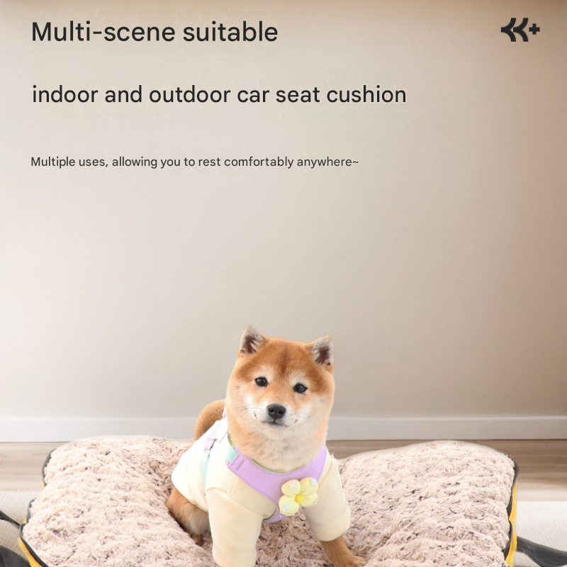 Khaki S size Portable Foldable Pet Bed Mat – Waterproof Travel Dog Bed and Cat Cushion with Carry Handles, Removable Washable Cover, Plush Comfort Padding for Indoor and Outdoor Use