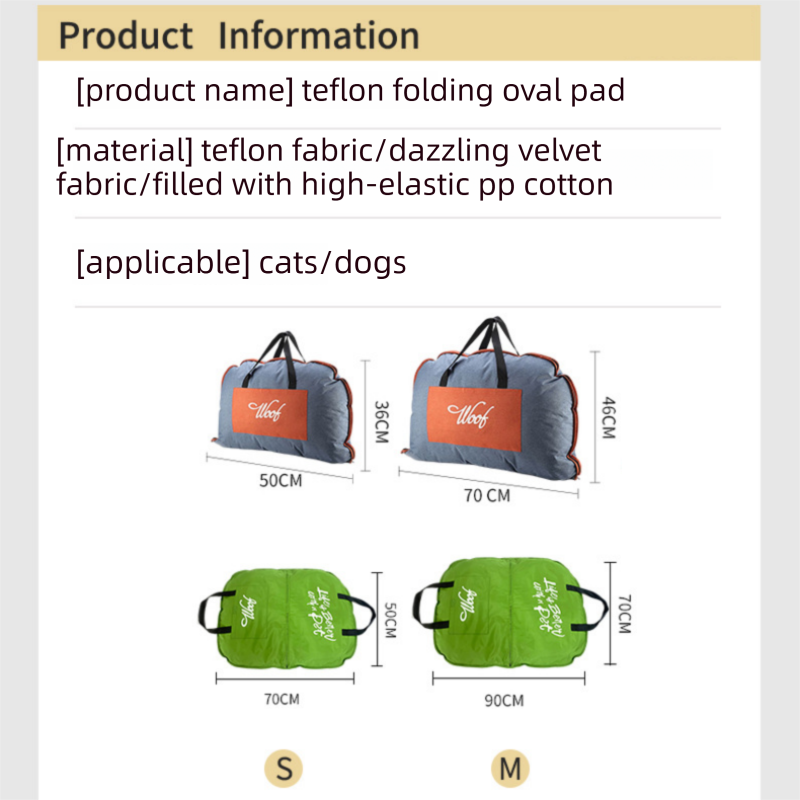 Blue M size Portable Foldable Pet Bed Mat – Waterproof Travel Dog Bed and Cat Cushion with Carry Handles, Removable Washable Cover, Plush Comfort Padding for Indoor and Outdoor Use