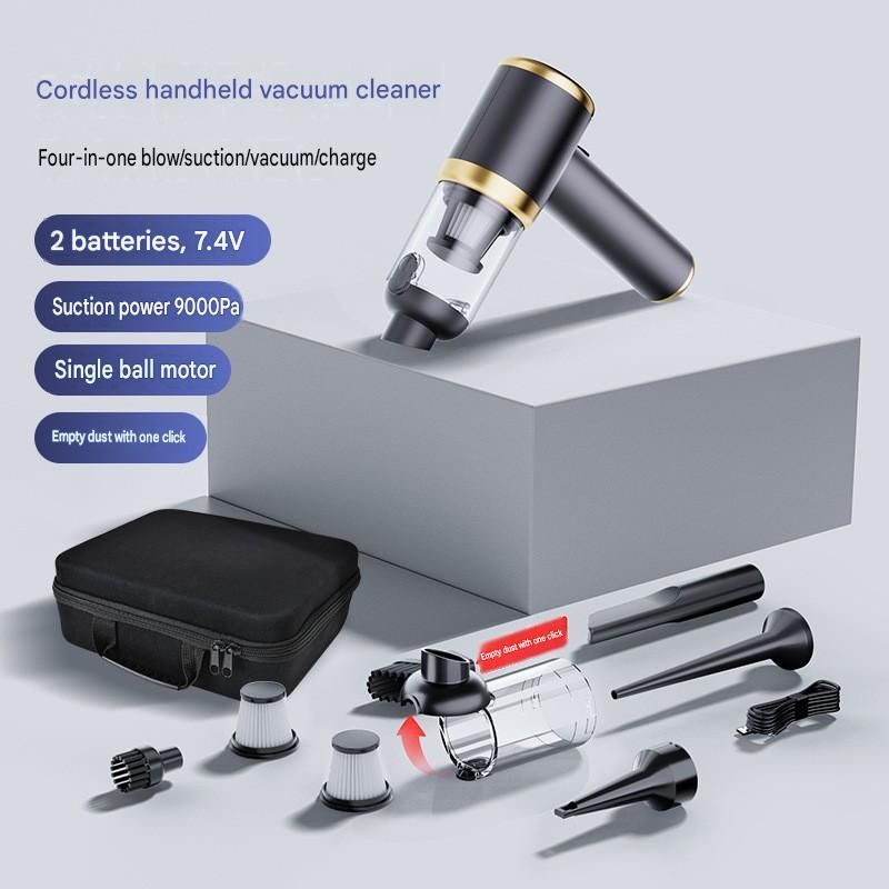 Portable Cordless Handheld Vacuum Cleaner & 6-piece Vacuum Storage Bag Set, 4-in-1 Air Duster, Vacuum Pump and Suction Cleaner with Reusable Compression Bags for Home and Travel