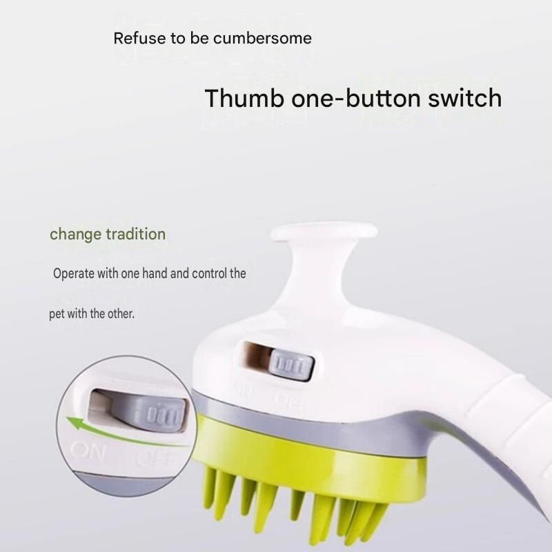 White Pet Bathing Shower Sprayer Brush with Water  Control Switch Control Dog Grooming Massage Shampoo Rinse Tool