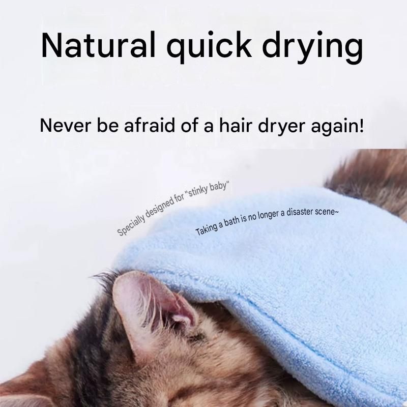 2-piece Pink Quick-drying pet grooming glove towel; made of soft, highly absorbent coral fleece; suitable for drying dogs and cats after bathing.