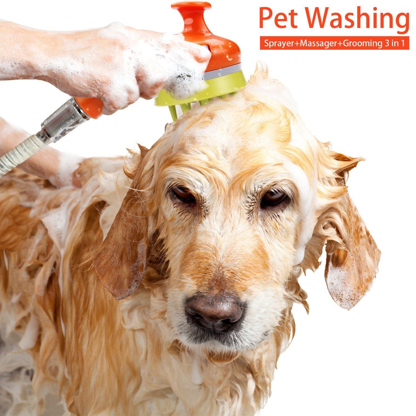 3-piece Pet Grooming Bathing Kit with 2 pack Blue Pet Drying Glove Towel and White Pet Shower Sprayer Brush Set - Coral Fleece Quick Dry Absorbent Cleaning Towel, Water Control Bath Tool for Dogs and Cats