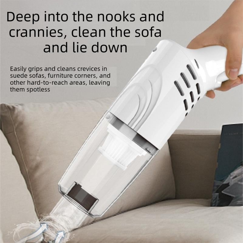 White Cordless Handheld Vacuum Cleaner with Extension Wand -  Wireless Home, Car and Pet Hair Vacuum, USB Rechargeable Lightweight Dust Mite Cleaner