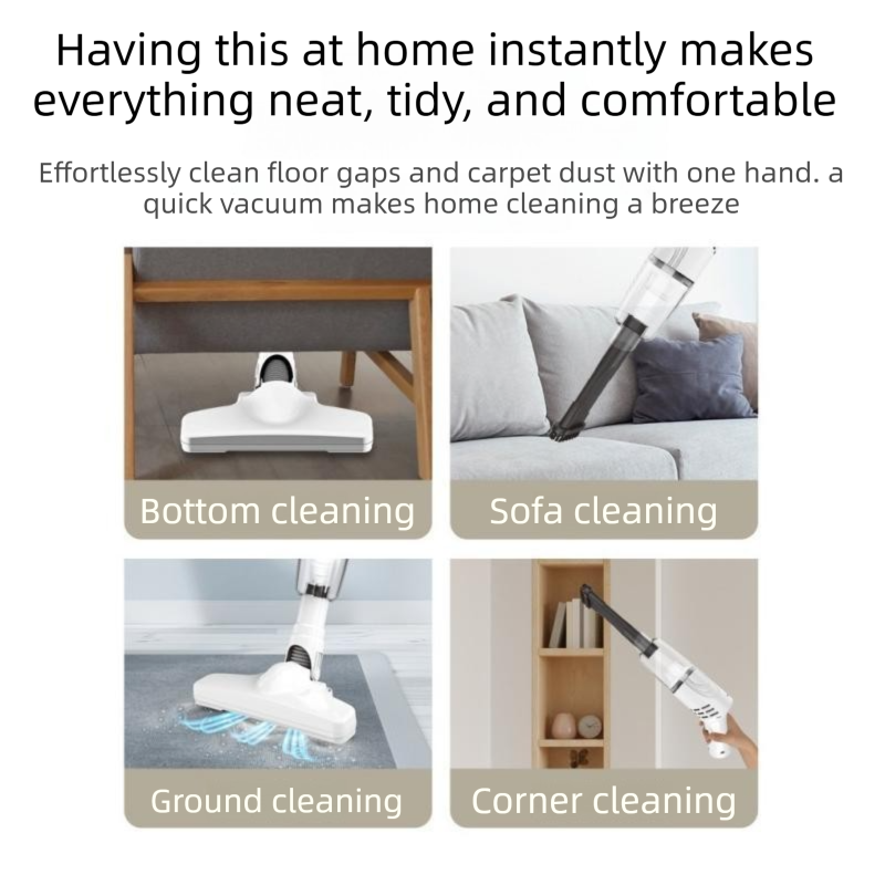 2-piece Home Cleaning  Bundle - Purple UV Mattress Mite Vacuum Cleaner & White Cordless Handheld Stick Vacuum Set, Wireless Rechargeable Home Car Pet Hair Cleaning Kit