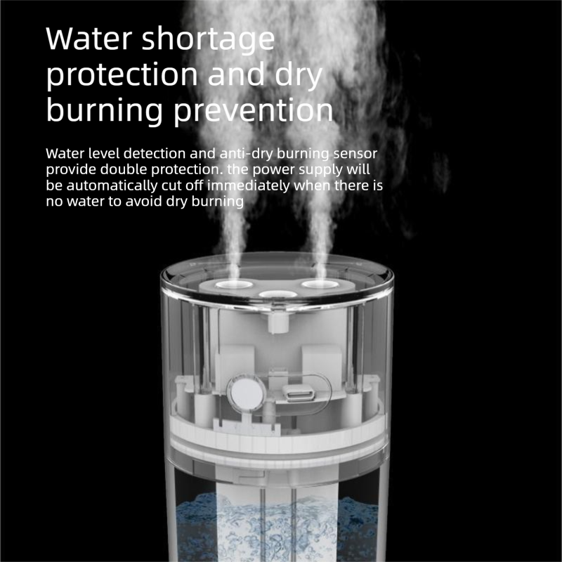 White Dual Spray USB Humidifier with Warm LED Night Light - 400ml Mini Portable Desk and Car Humidifier, Quiet Mist Output, ABS and PP Construction, Compact Rechargeable Moisture Solution for Home Office Travel