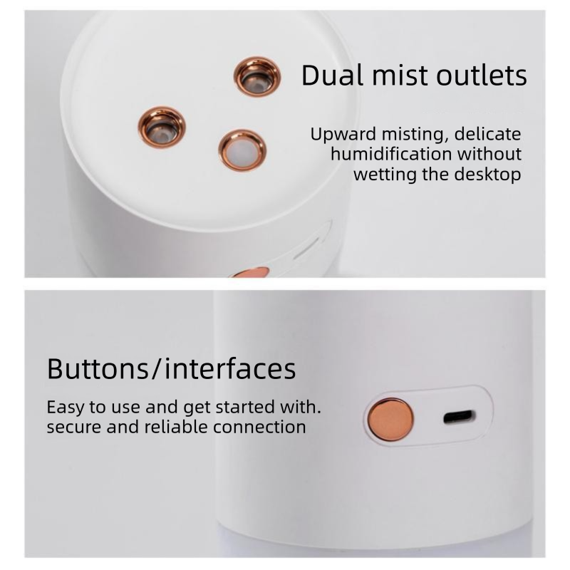 Creative Romantic Home Gift Set - Pink Dual Spray USB Humidifier with  Warm LED Night Light and White Acrylic Decorative Ambient Lamp, Portable Lamp and Car Humidifier Bundle for Bedroom Office Living Room