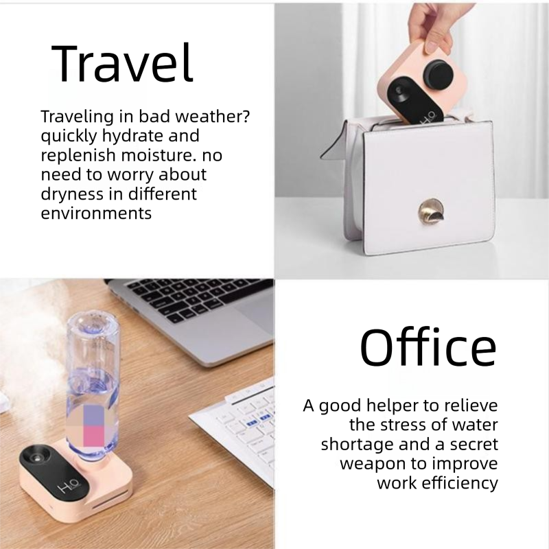 Green Mini Camera Humidifier, USB Rechargeable Portable Water Bottle Humidifier with LED Night Light, Wireless Desktop Mist Maker for Office, Bedroom, Travel & Car