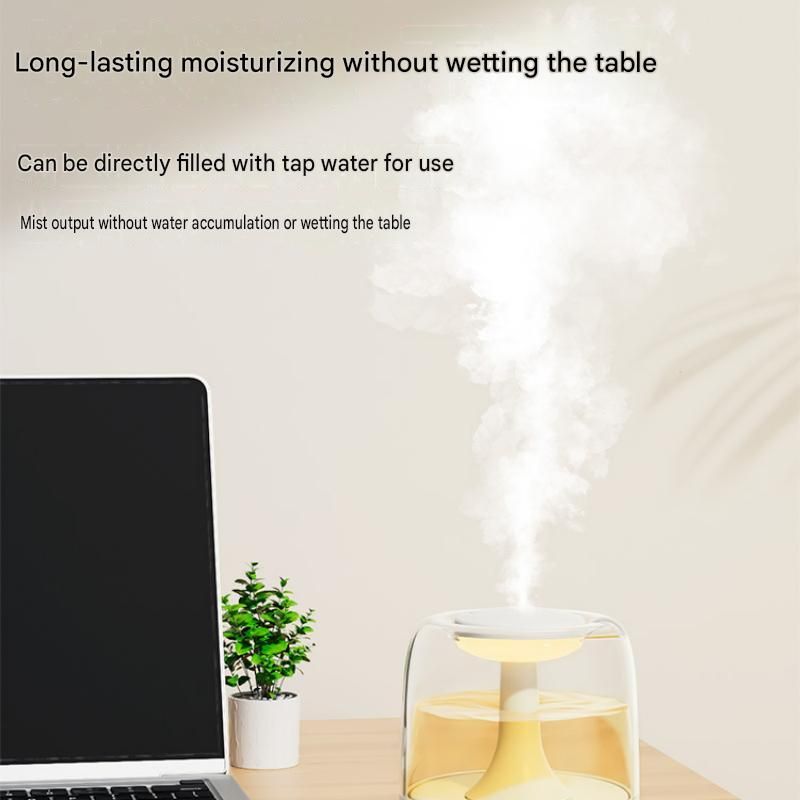White 650ML USB Mini Humidifier with Aromatherapy Function, Cool Mist Air Humidifier for Bedroom, Home Office, Quiet Large Mist Output Diffuser with Night Light