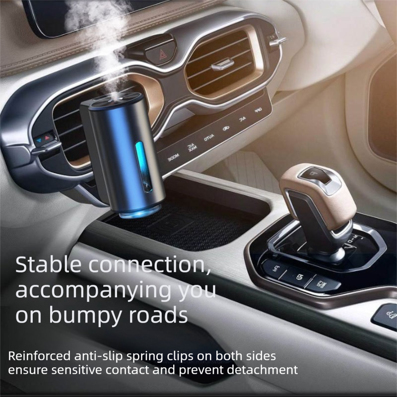 Golden Car Vent Air Freshener Diffuser (Includes a 10ml empty essential oil bottle) 3-Speed Adjustable Aroma Atomiser – Compact Aluminum Alloy USB Essential Oil Car Fragrance Clip