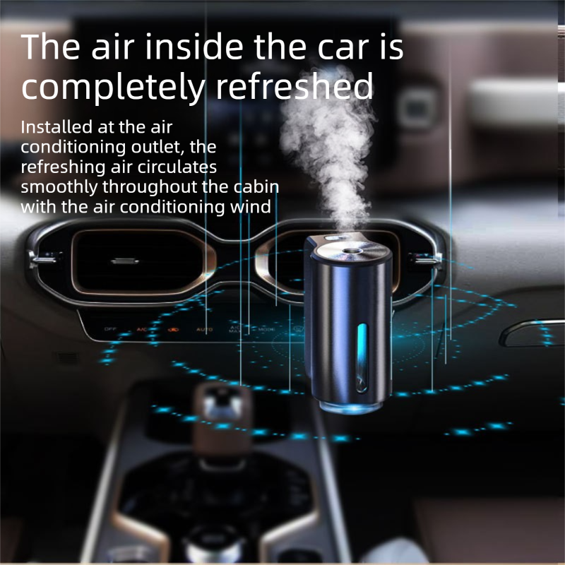 Blue Car Vent Air Freshener Diffuser (Includes a 10ml empty essential oil bottle) 3-Speed Adjustable Aroma Atomiser – Compact Aluminum Alloy USB Essential Oil Car Fragrance Clip
