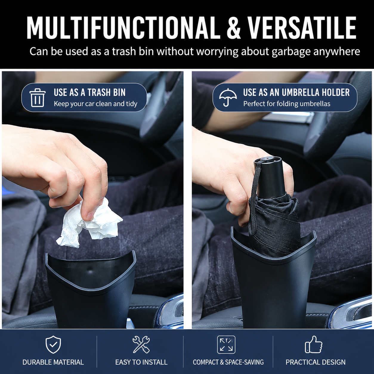 2 pcs Car interior essentials set-Blue Car Air Vent Aroma Diffuser &Black  Hanging Storage Bin- hanging storage container that is convenient to use and Compact