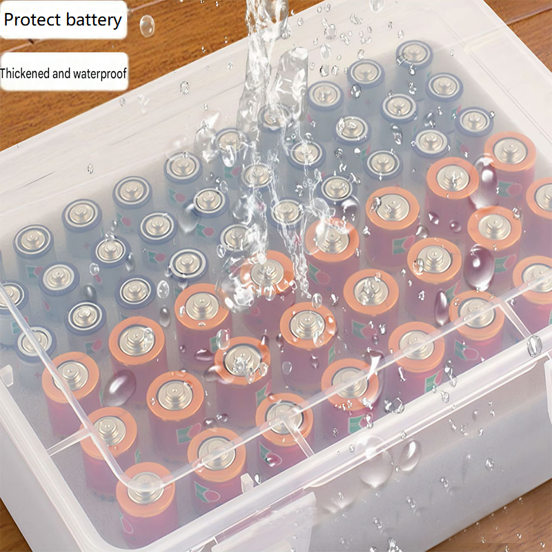 White AA/AAA Battery Storage Case 24 AA + 30 AAA Capacity Durable PP Organizer Box with Removable Foam Dustproof Portable Protective Battery Holder