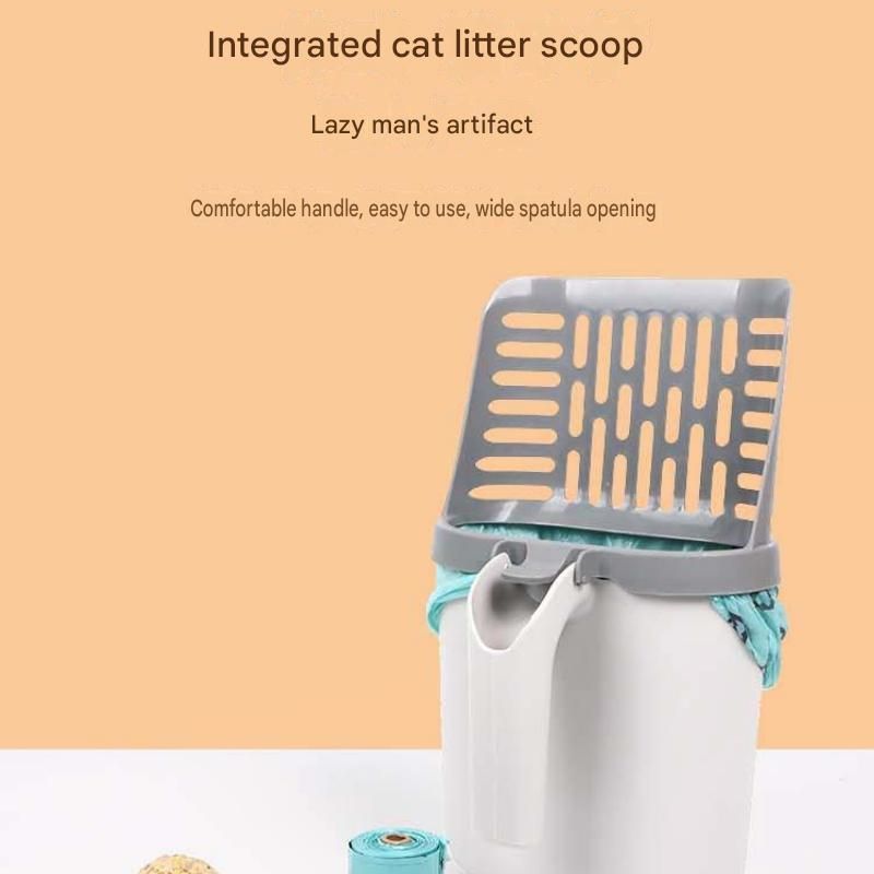 All-in-one Cat Litter Scoop - Detachable High-Capacity Waste Storage Bin with Garbage Bags, PP Material Cat Cleaning Tool for Efficient Litter Box Maintenance