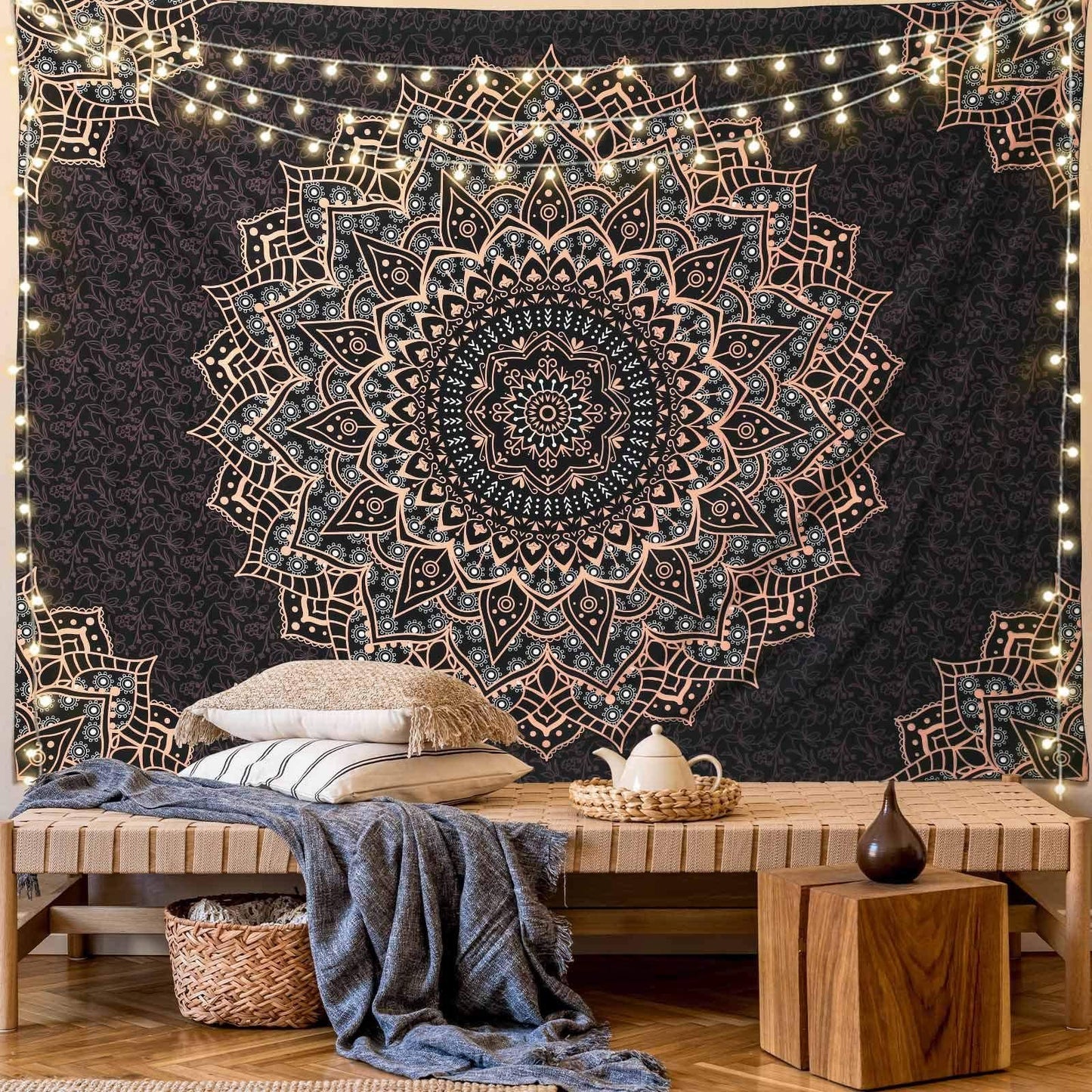 Black 150*200cm Mandala Tapestry – Wall Hanging Decor for Living Room, Bedroom, or Guest Room