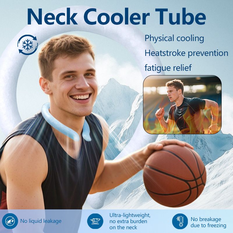 White PCM Neck Cooler Tube - Upgraded Phase Change Material Cooling Ring - Lightweight 135g, No Sweat, Long Lasting Relief for Sports, Office, and Outdoor Heat Stroke Prevention