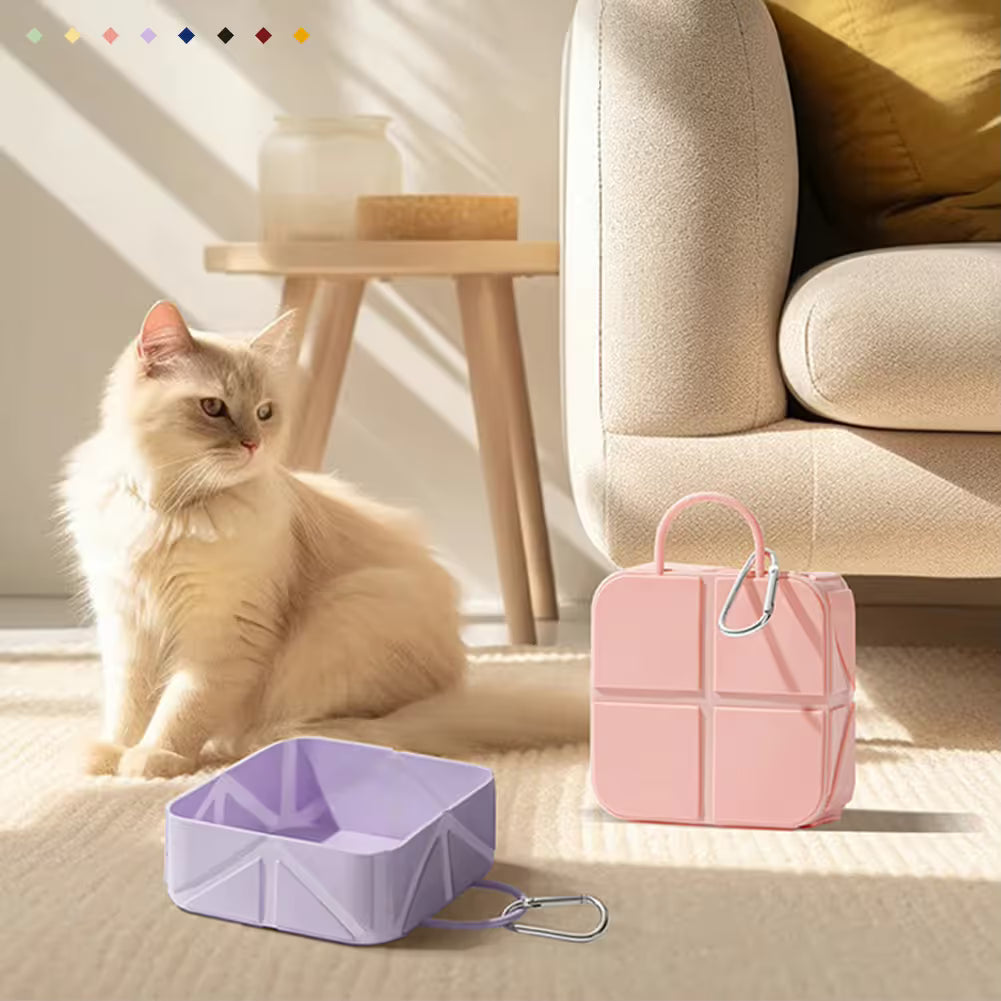 2-Pack Green Portable Silicone Pet Travel Bowl - Foldable Outdoor Water & Food Dish for Dogs & Cats - Eco-Friendly, Lightweight & Durable with Aluminum Carabiner for Walking, Hiking & Camping