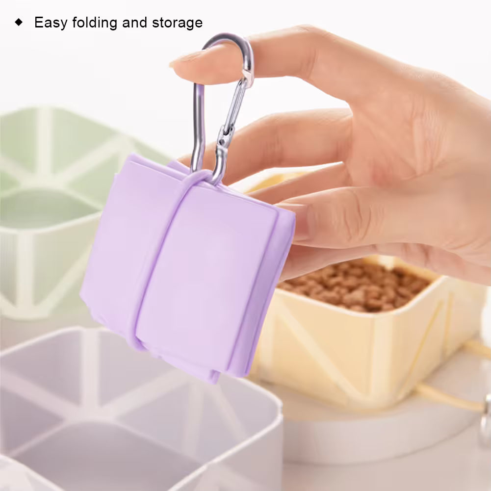 2-Pack Green Portable Silicone Pet Travel Bowl - Foldable Outdoor Water & Food Dish for Dogs & Cats - Eco-Friendly, Lightweight & Durable with Aluminum Carabiner for Walking, Hiking & Camping