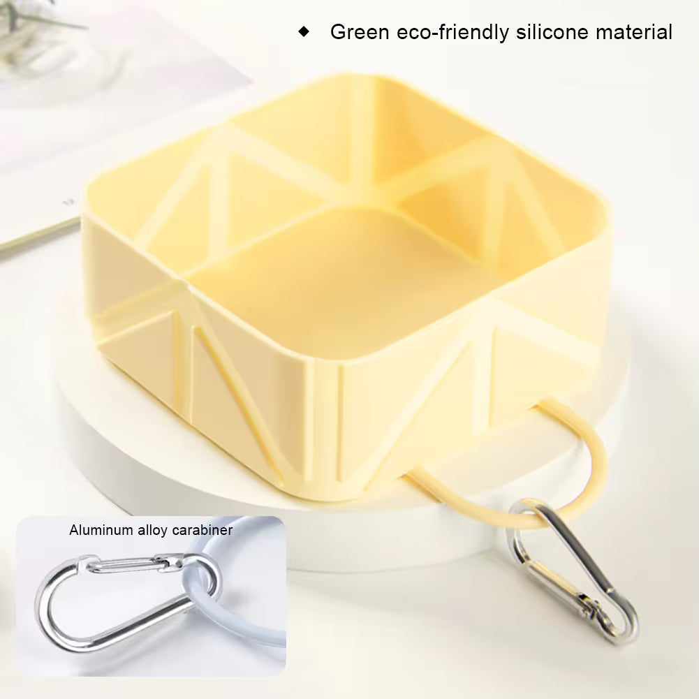 2-Pack Green Portable Silicone Pet Travel Bowl - Foldable Outdoor Water & Food Dish for Dogs & Cats - Eco-Friendly, Lightweight & Durable with Aluminum Carabiner for Walking, Hiking & Camping