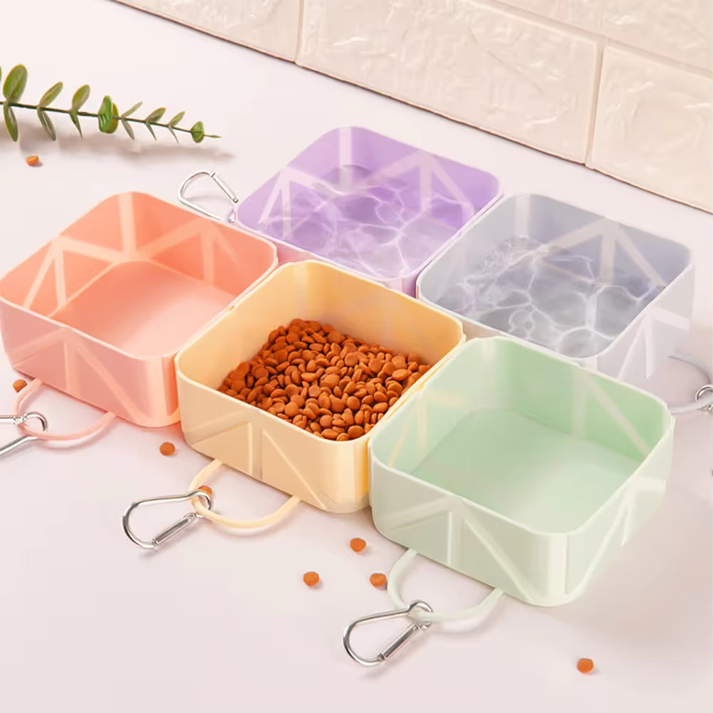 2-Pack Purple Portable Silicone Pet Travel Bowl - Foldable Outdoor Water & Food Dish for Dogs & Cats - Eco-Friendly, Lightweight & Durable with Aluminum Carabiner for Walking, Hiking & Camping