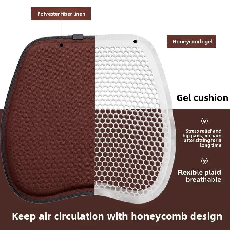 Purple Universal Honeycomb Gel Seat Cushion - Breathable Cooling Pad for Car & Office - Ergonomic Pressure Relief & Non-Slip Design for Long Sitting