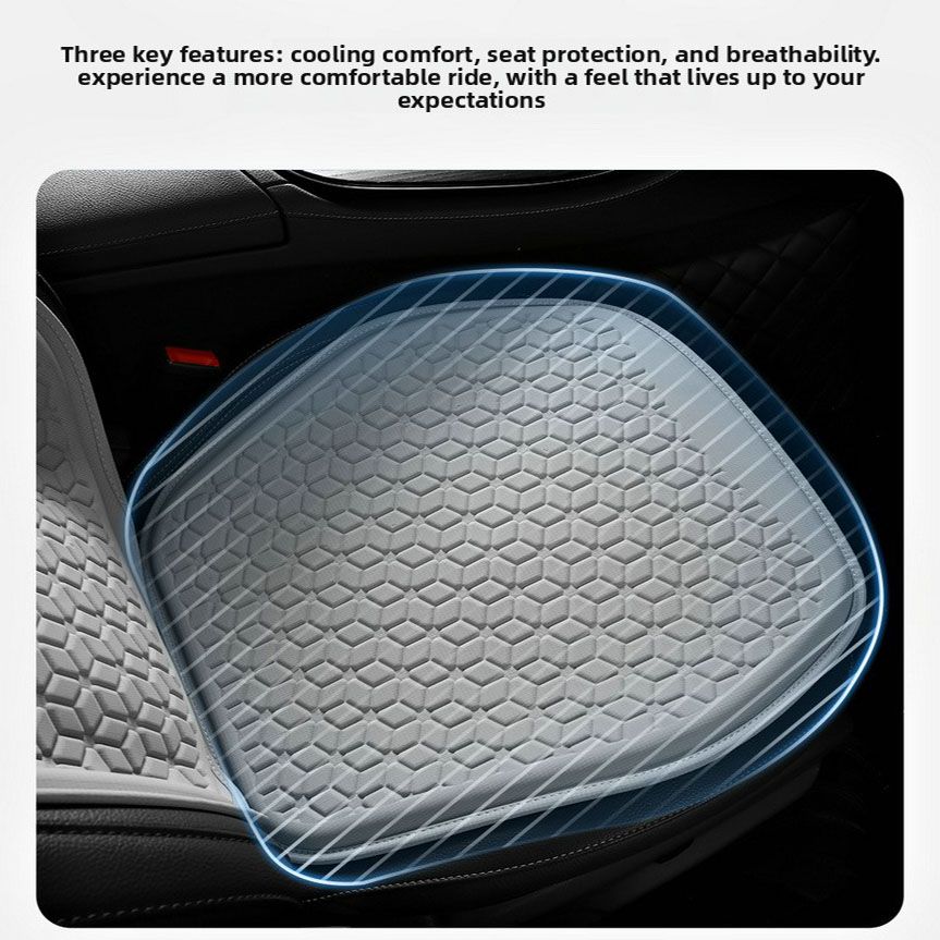 Black Universal Cooling Gel Seat Cushion - TPR Breathable Honeycomb Pad for Car & Office Chair