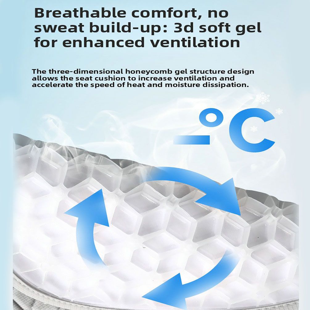 Black Universal Cooling Gel Seat Cushion - TPR Breathable Honeycomb Pad for Car & Office Chair