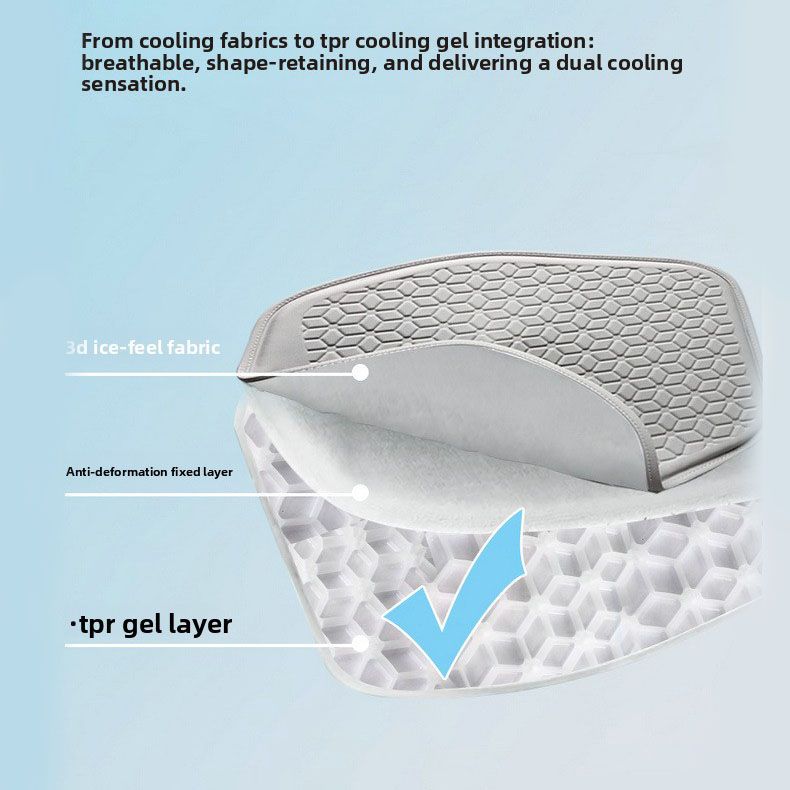 Green Universal Cooling Gel Seat Cushion - TPR Breathable Honeycomb Pad for Car & Office Chair