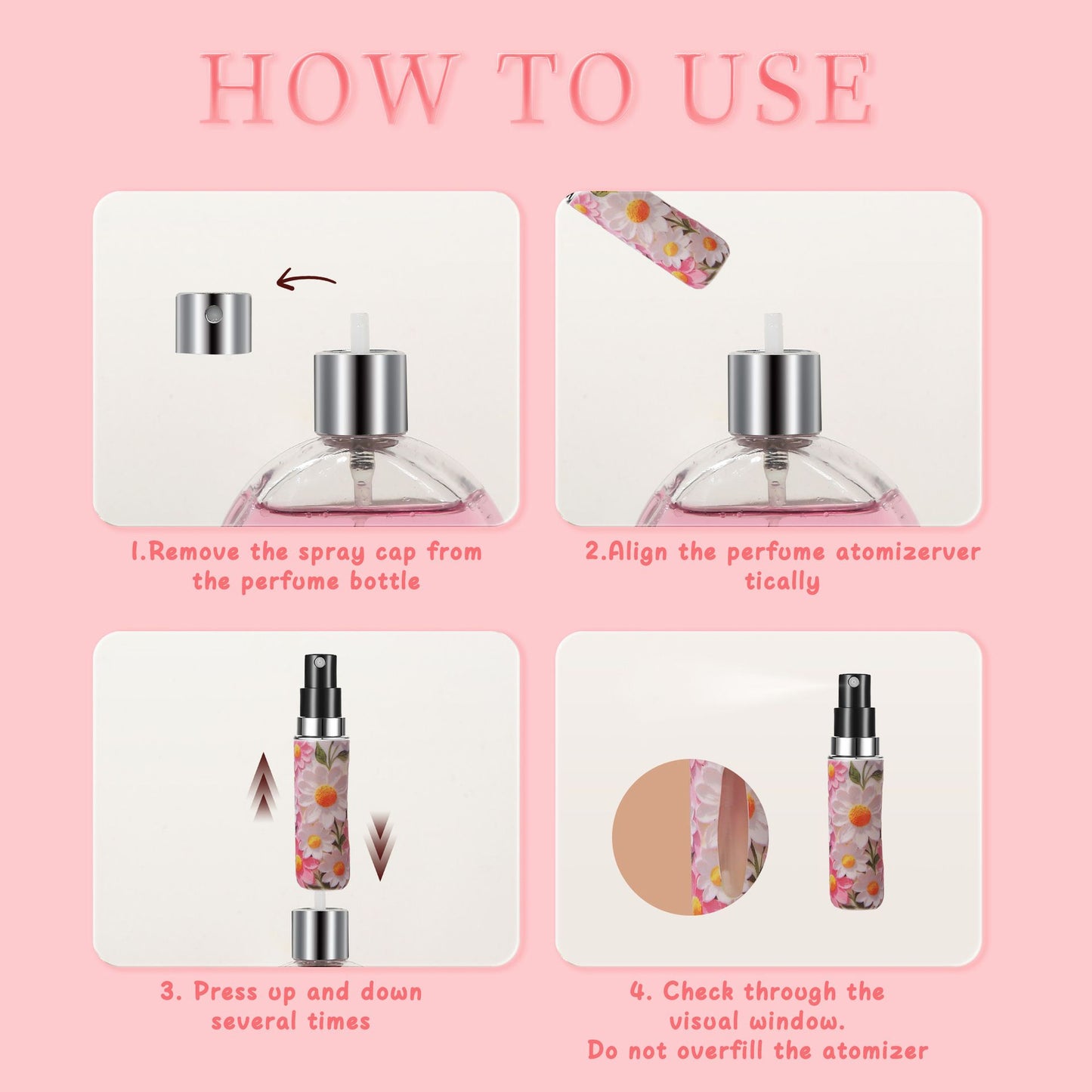 3 Pack Black 5ml Portable Perfume Atomizer Keychain Butterfly Charm Floral Refillable Travel Spray Bottle Set - Same Design
