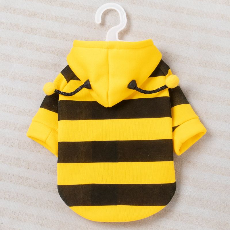 Size S Bee Fleece Hoodie Jumper for Small Dogs & Cats with 5 Hair Clips - Winter Warm Pet Apparel Australia