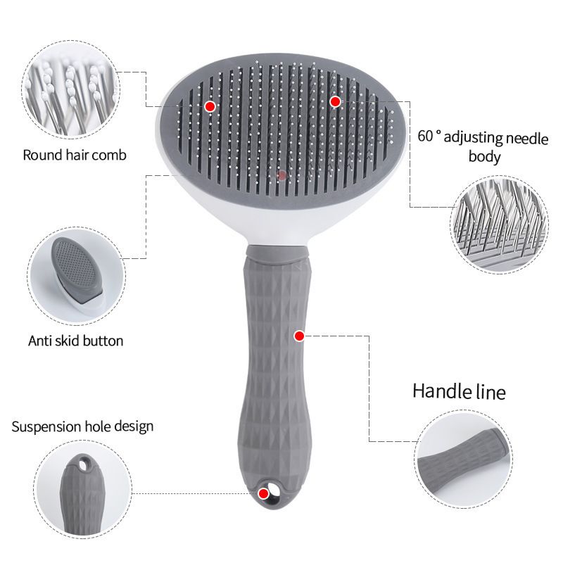 Transparent cat Complete Cat Care Set - One-Touch Deshedding Brush, Stainless Steel Nail Clipper & Fur Collection Locket