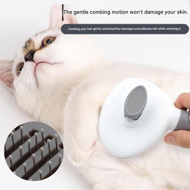 Transparent cat Complete Cat Care Set - One-Touch Deshedding Brush, Stainless Steel Nail Clipper & Fur Collection Locket