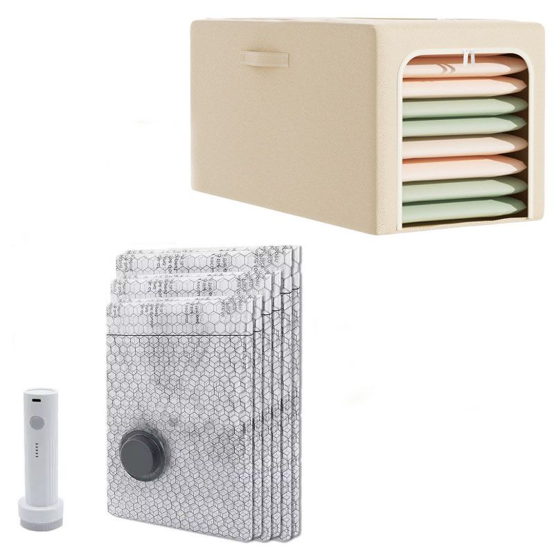 56L Large-Capacity Fabric Storage Bin & 6-Piece Vacuum Compression Bag Set — Reusable Compression Storage Combo Kit