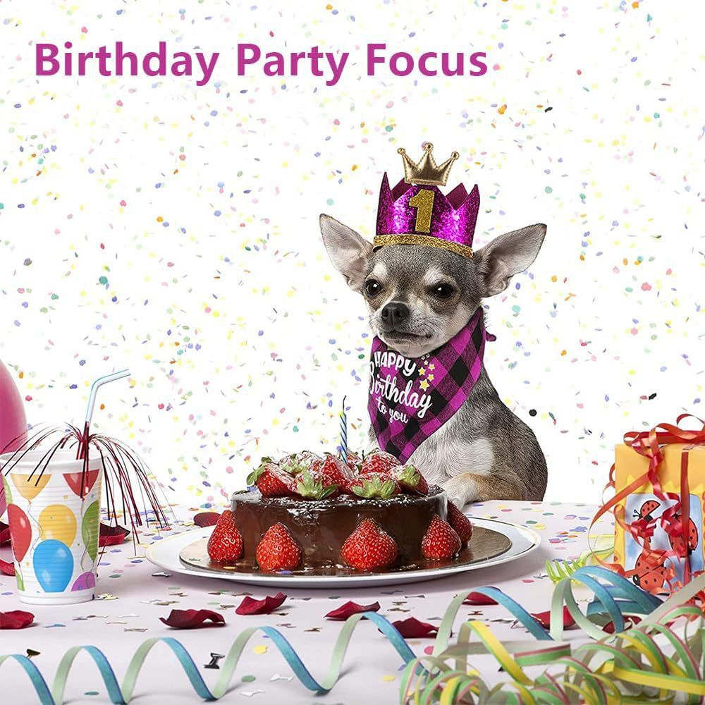 Pet Birthday Party Decoration Set Dog Birthday Bandana Hat Bow Tie Balloons and Happy Birthday Banner Kit