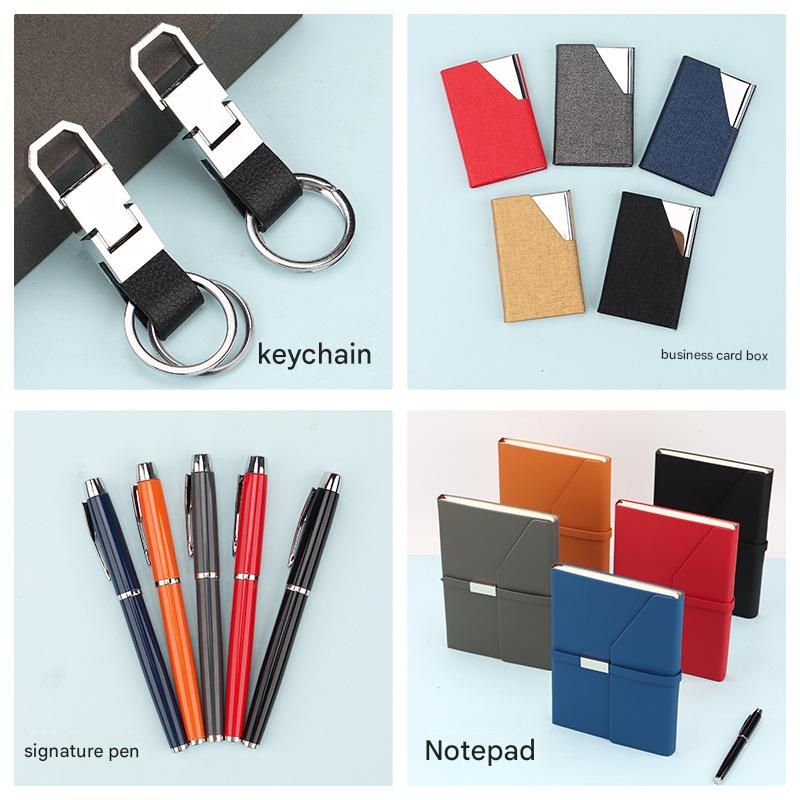 Red Executive A5 Notebook Gift Set with Metal Pen, Business Card Holder and Keychain for Corporate Gifts, Client Appreciation and Office Professionals