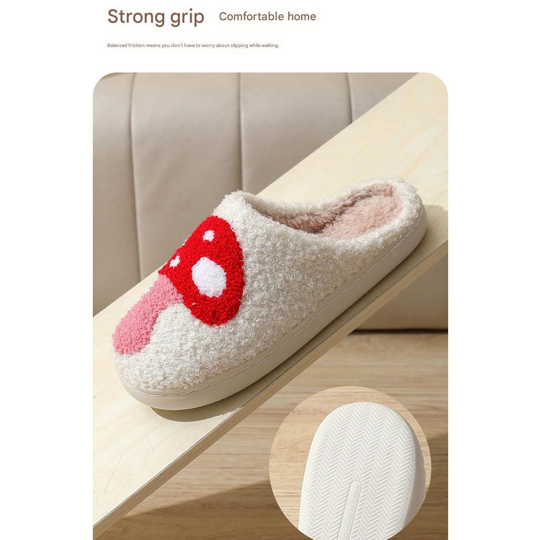 Mushroom-Themed Plush Slippers & Bubble Fleece Throw Blanket Set — A Cozy, Warm Winter Home Gift Bundle, Including Soft & Warm Indoor Slippers (Size AU 10-11) and a 100x150cm Flannel Throw Blanket