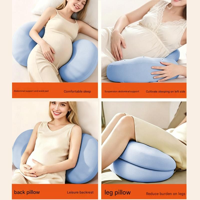 Blue Memory Foam Pregnancy Support Pillow for Side Sleeping, Adjustable Maternity Belly and Back Support Cushion, Pregnancy Wedge Pillow for Hip, Waist and Back Relief
