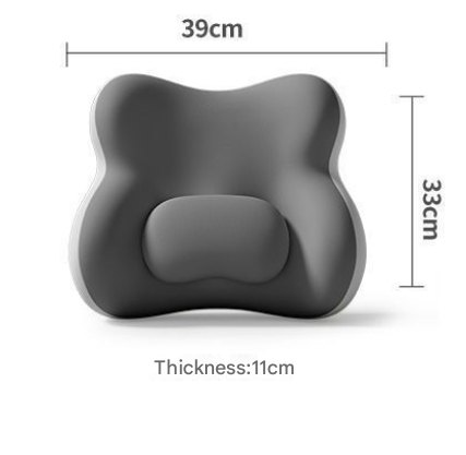 Two-tone Beige-Gray Ergonomic Memory Foam Lumbar Support Cushion for Office Chair, Adjustable Lower Back Pillow with Dual Side Support, Orthopedic Back Rest for Desk Chair, Car Seat and Home Office