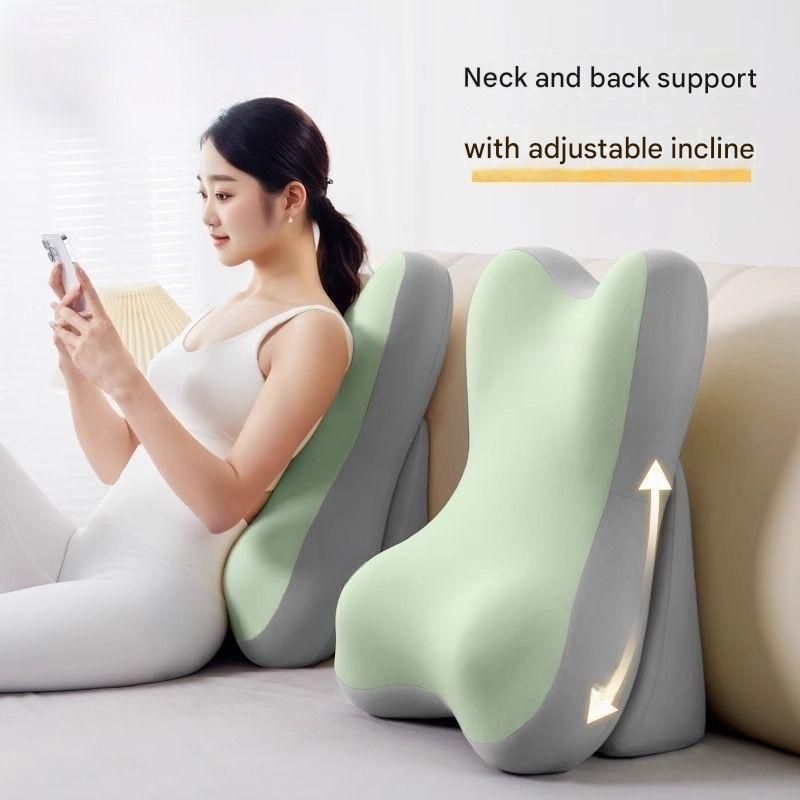 Green Memory Foam Reading Pillow & Back Support Cushion with Adjustable Wedge, Ergonomic Neck and Lumbar Support for Bed, Sofa, Reading, Gaming and Relaxation