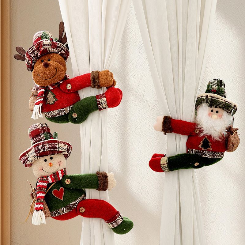 Christmas Snowman Curtain Tiebacks Set of 2, Festive Plush Curtain Holders for Window Drapes, Holiday Home Decor