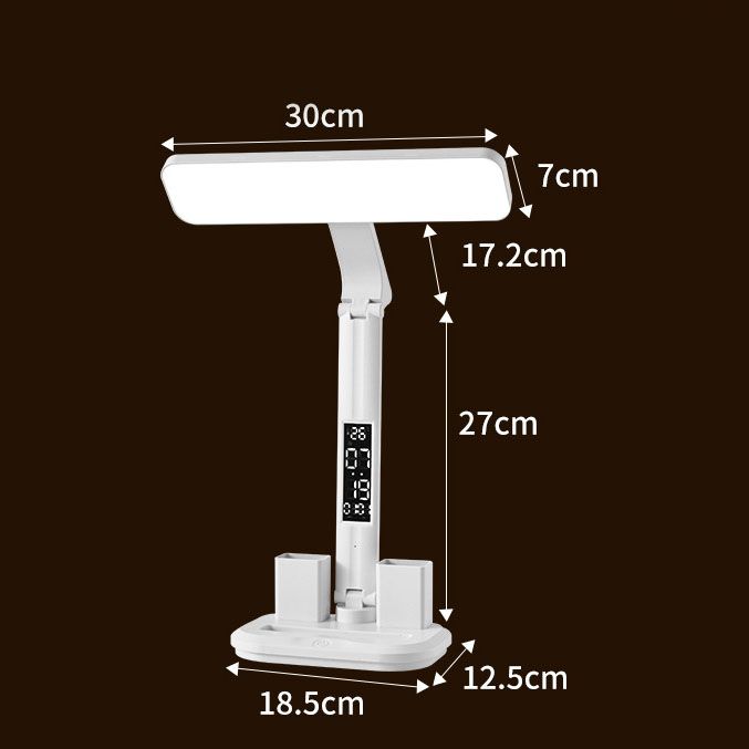 White 360 Degree Rotating Tablet Stand and Foldable LED Desk Lamp Study Set Adjustable Reading Light with Display Screen Desktop Organiser for Students Home Office Learning