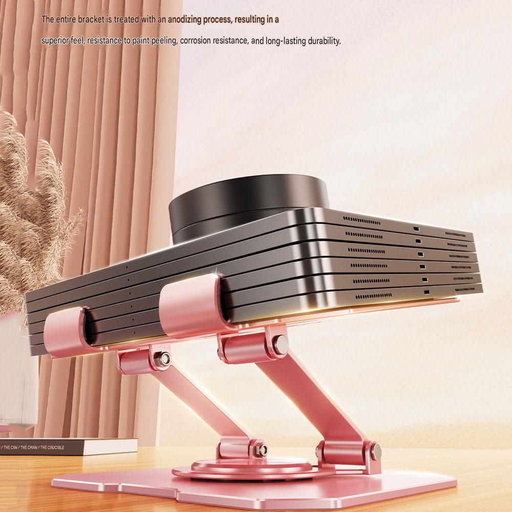 Black 360 Degree Rotating Tablet and Phone Stand Adjustable Desktop Holder Foldable Aluminium Alloy Device Stand for Video Calls Streaming Study and Office Us