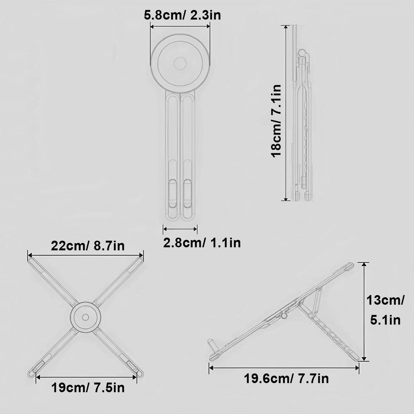 Grayish blue Foldable Magnetic Phone & Tablet Stand Aluminium Alloy Laptop Holder Adjustable Desktop Stand for Mobile Phone, Tablet and Notebook