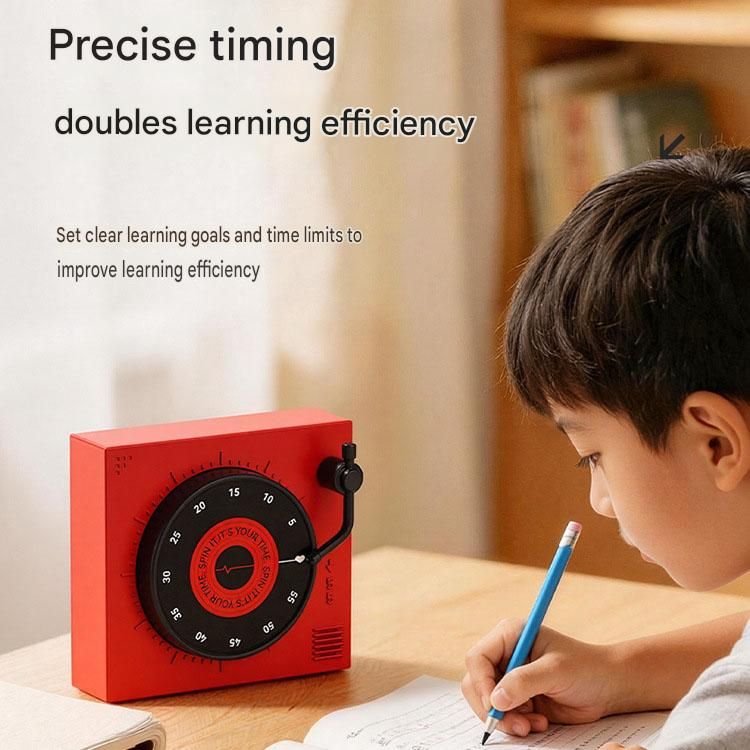 Study Focus Timer (Red) and Foldable Metal Tablet Stand (Black) Set, Mechanical Countdown Timer with Adjustable Aluminium Alloy Device Holder